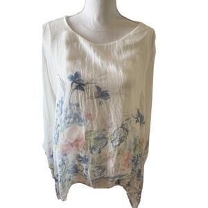 Elena Baldi Flowing Floral Rose Print Silk Top L